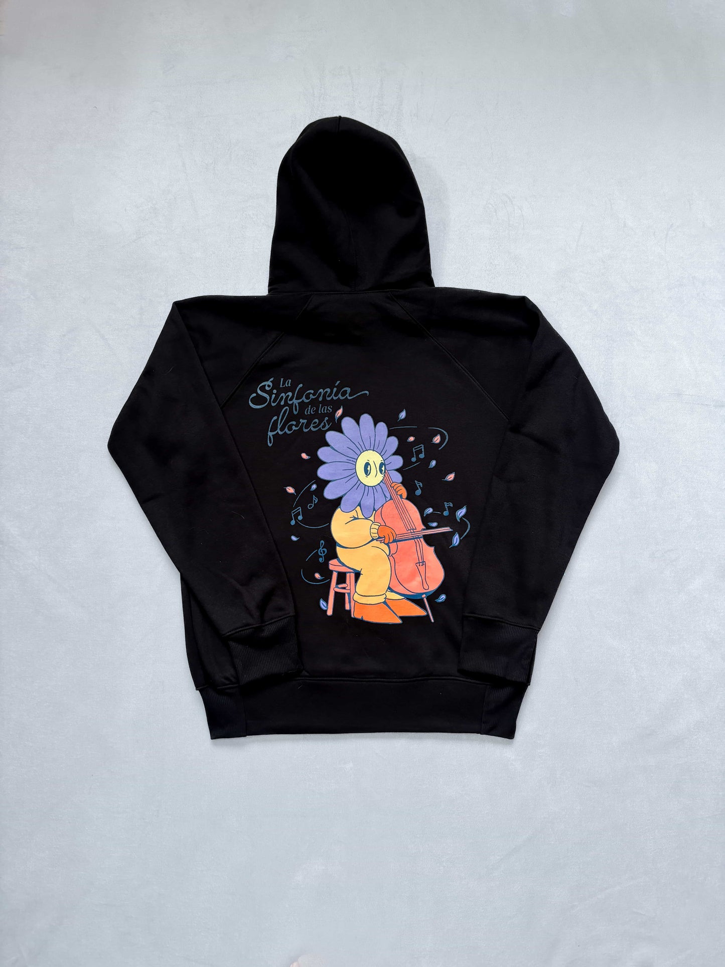 Hoodie negro flor violonchelo